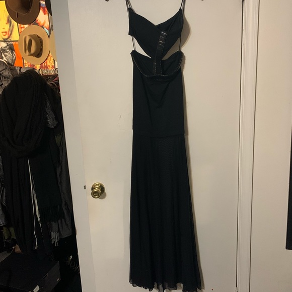 Symphony Dresses & Skirts - ⭐️Black Cut Out Beaded Strapless Maxi Dress Mermaid Mesh S NWT